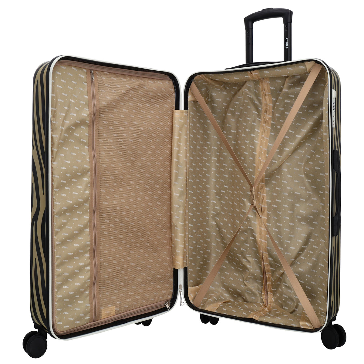 Reisetrolley|Hartschalenkoffer 75cm im Zebra-Look mit 4-Rad - leder-accessoires.com