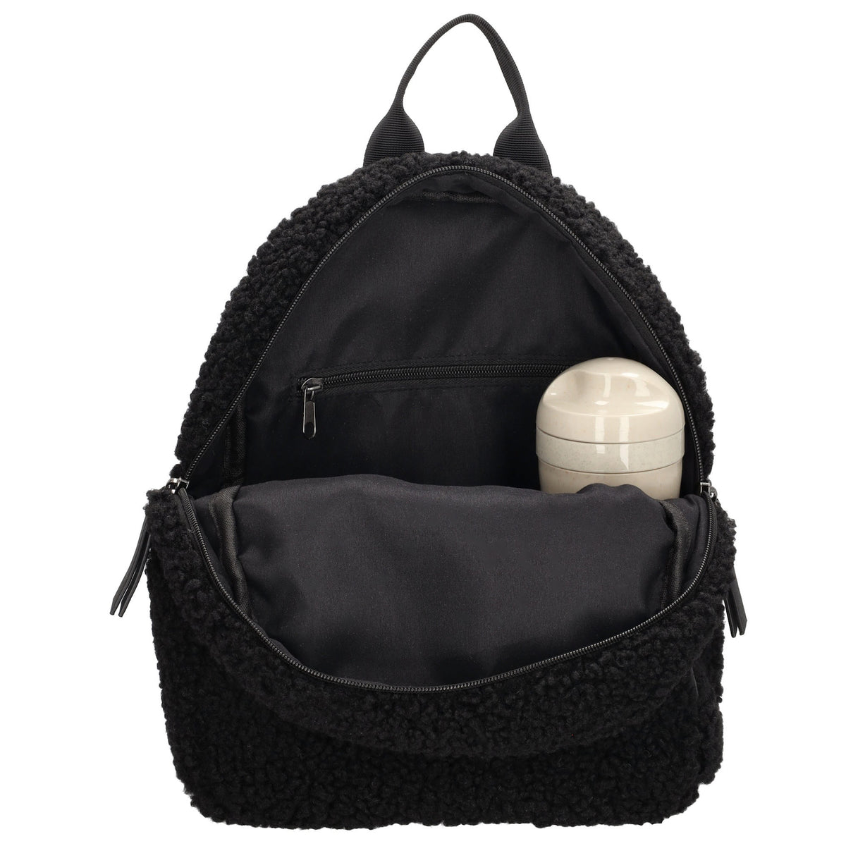 Teddyrucksack 25x32cm in Schwarz mit Reißverschluss - leder-accessoires.com
