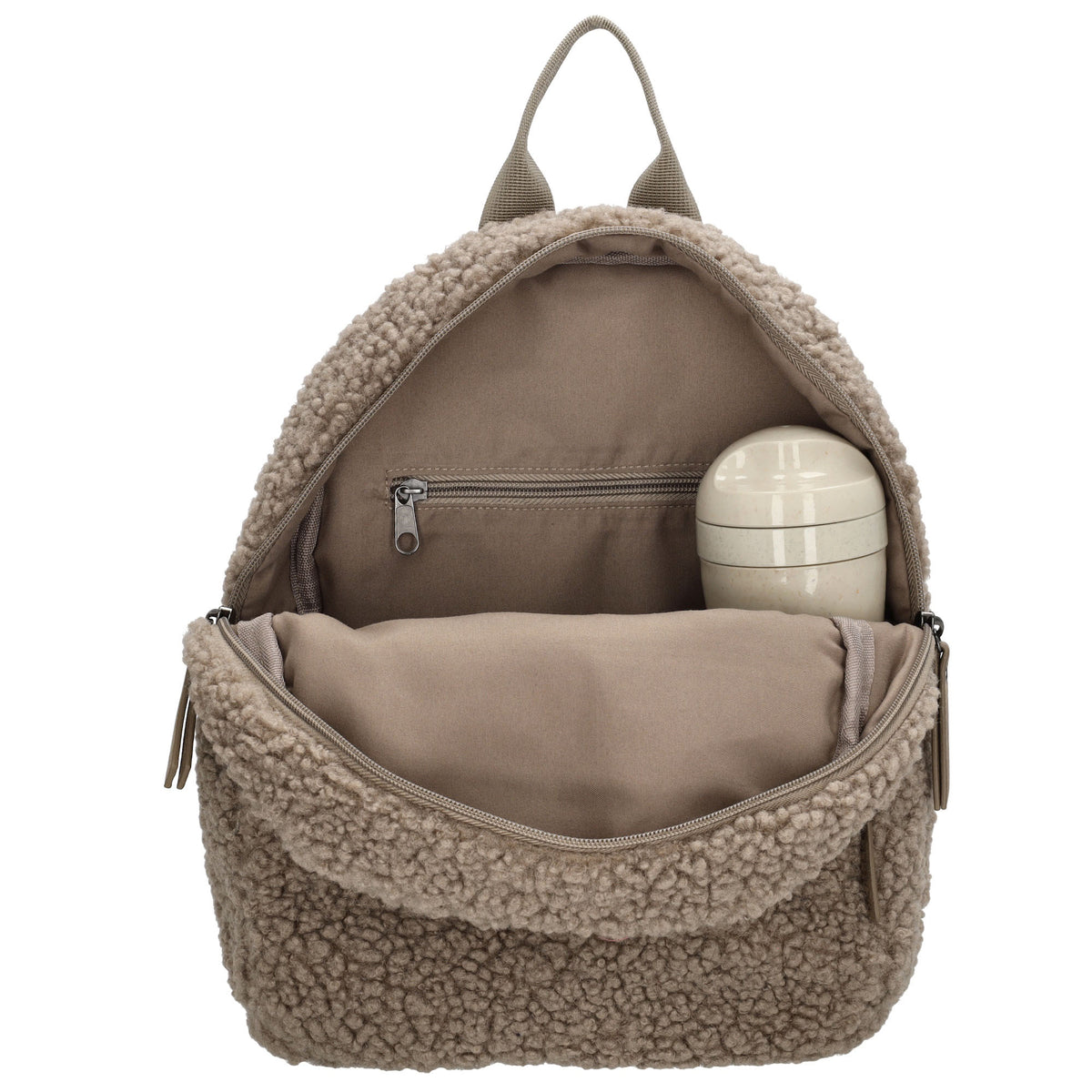 Teddyrucksack 25x32cm in Taupe mit Reißverschluss - leder-accessoires.com