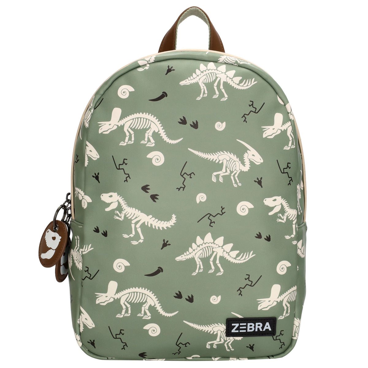 Kinderrucksack 25x35cm mit Dino-Muster in Grün - leder-accessoires.com