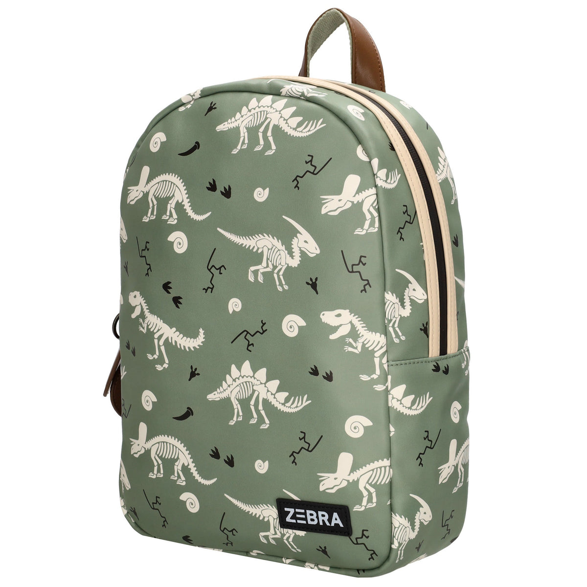 Kinderrucksack 25x35cm mit Dino-Muster in Grün - leder-accessoires.com