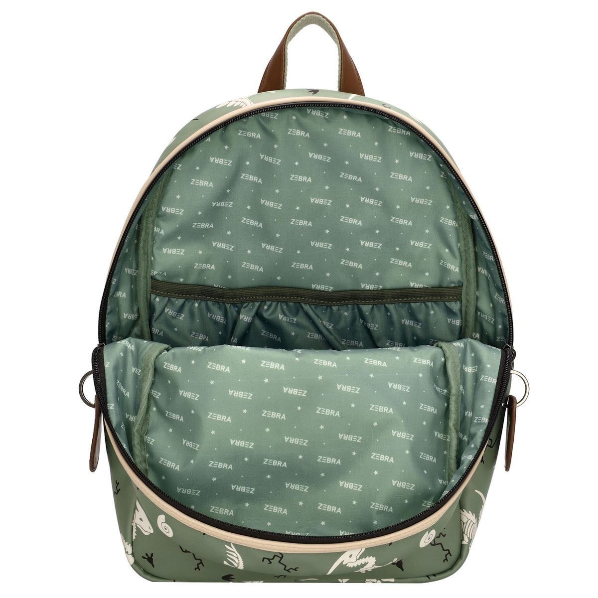 Kinderrucksack 25x35cm mit Dino-Muster in Grün - leder-accessoires.com