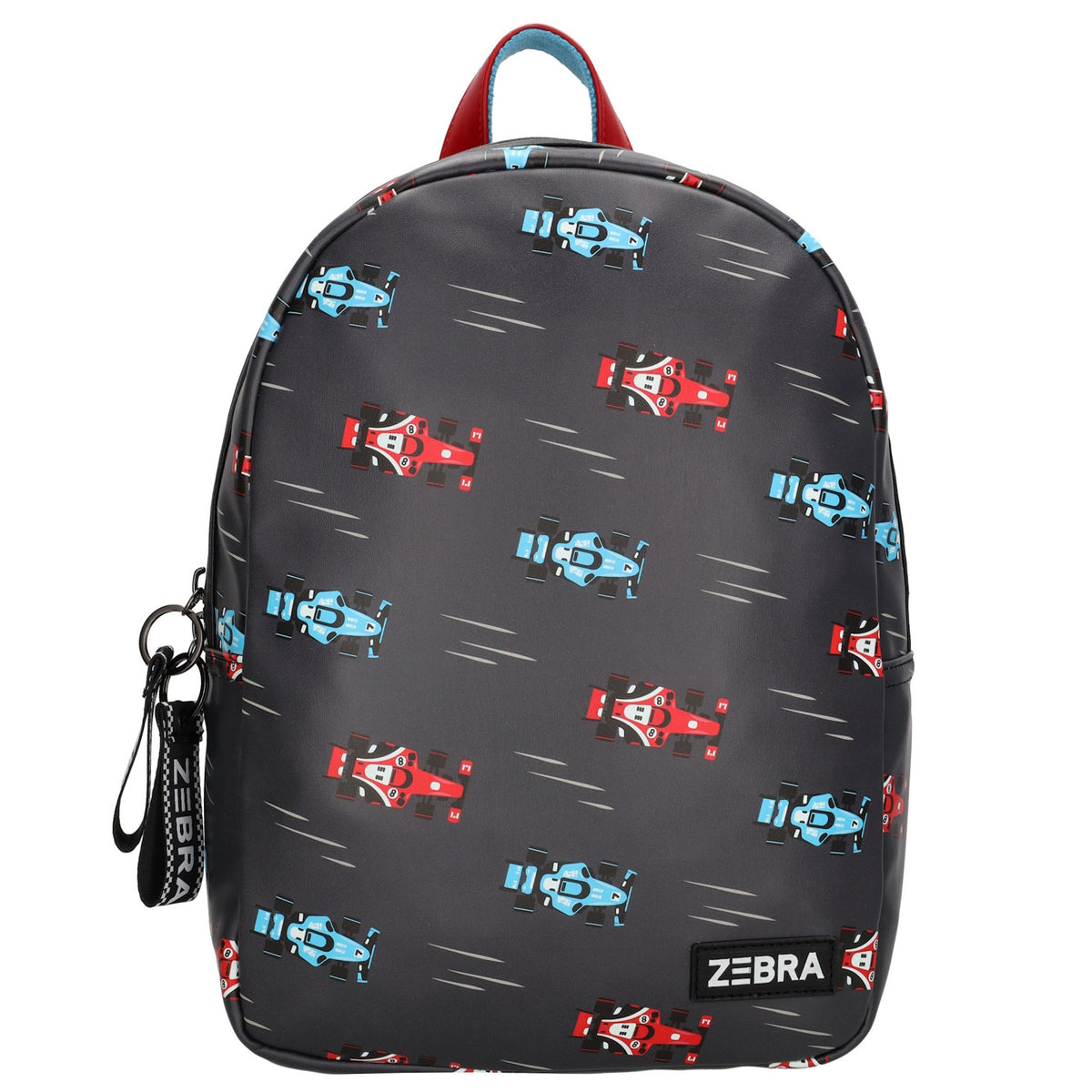 Kinderrucksack 25x35cm mit Rennauto-Muster in Schwarz - leder-accessoires.com