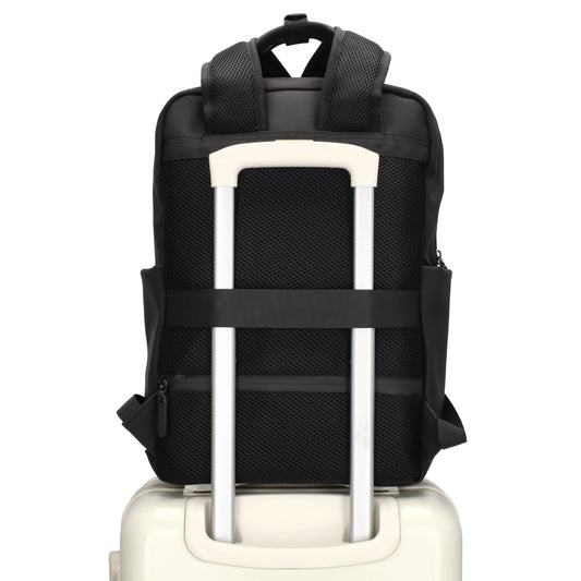 Business-|Schulrucksack 21 x 37cm in Schwarz mit Aufsteckfunktion Trolley - leder-accessoires.com