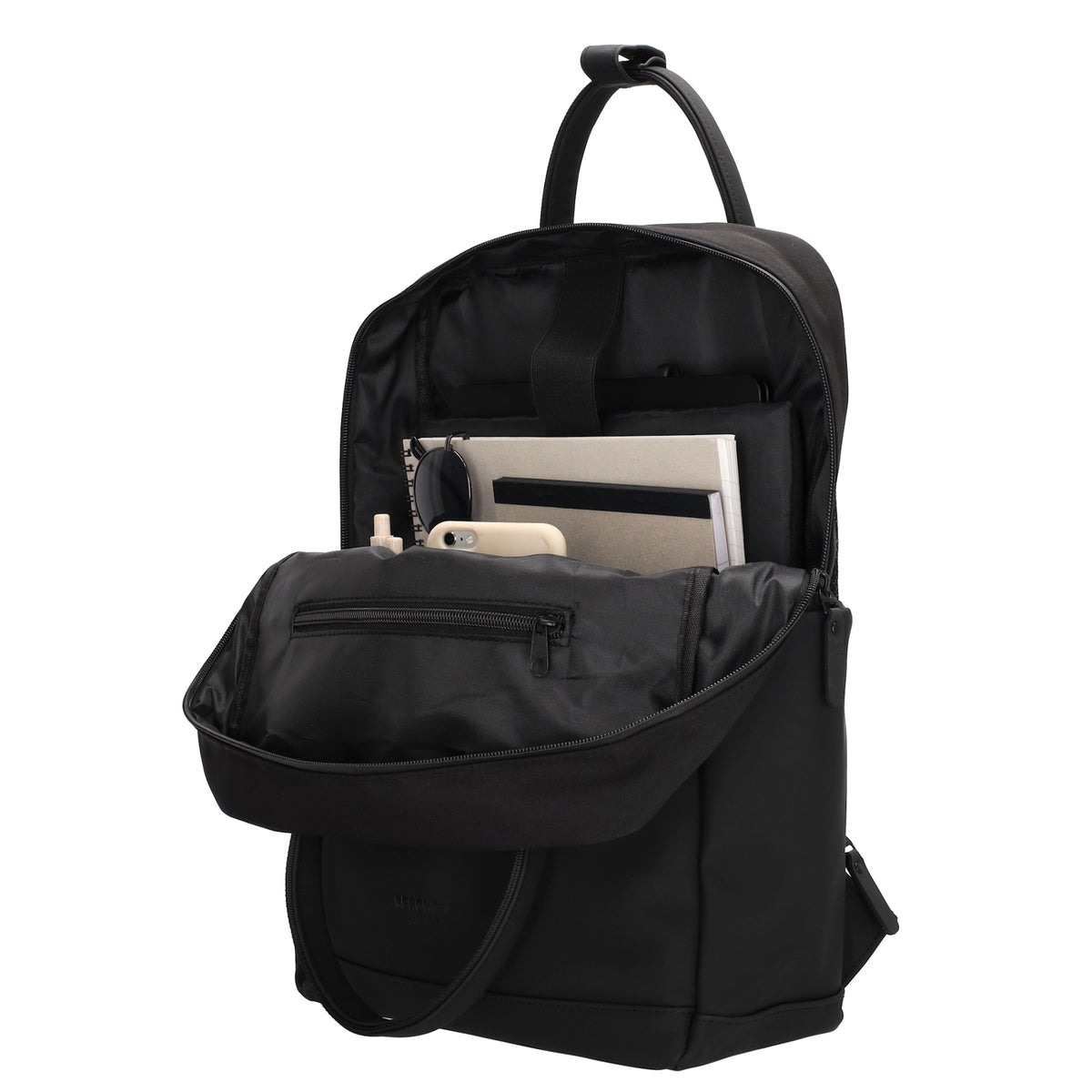 Business-|Schulrucksack 21 x 37cm in Schwarz mit Aufsteckfunktion Trolley - leder-accessoires.com