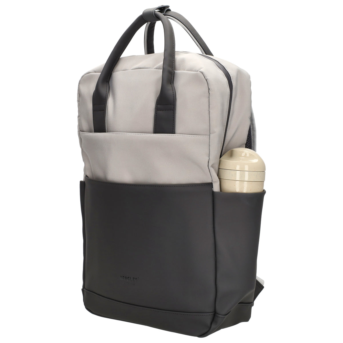 Business-|Schulrucksack 21 x 37cm in Grau mit Aufsteckfunktion Trolley - leder-accessoires.com