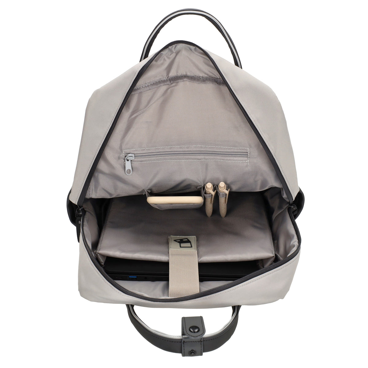 Business-|Schulrucksack 21 x 37cm in Grau mit Aufsteckfunktion Trolley - leder-accessoires.com