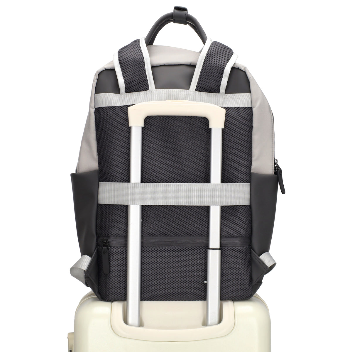 Business-|Schulrucksack 21 x 37cm in Grau mit Aufsteckfunktion Trolley - leder-accessoires.com