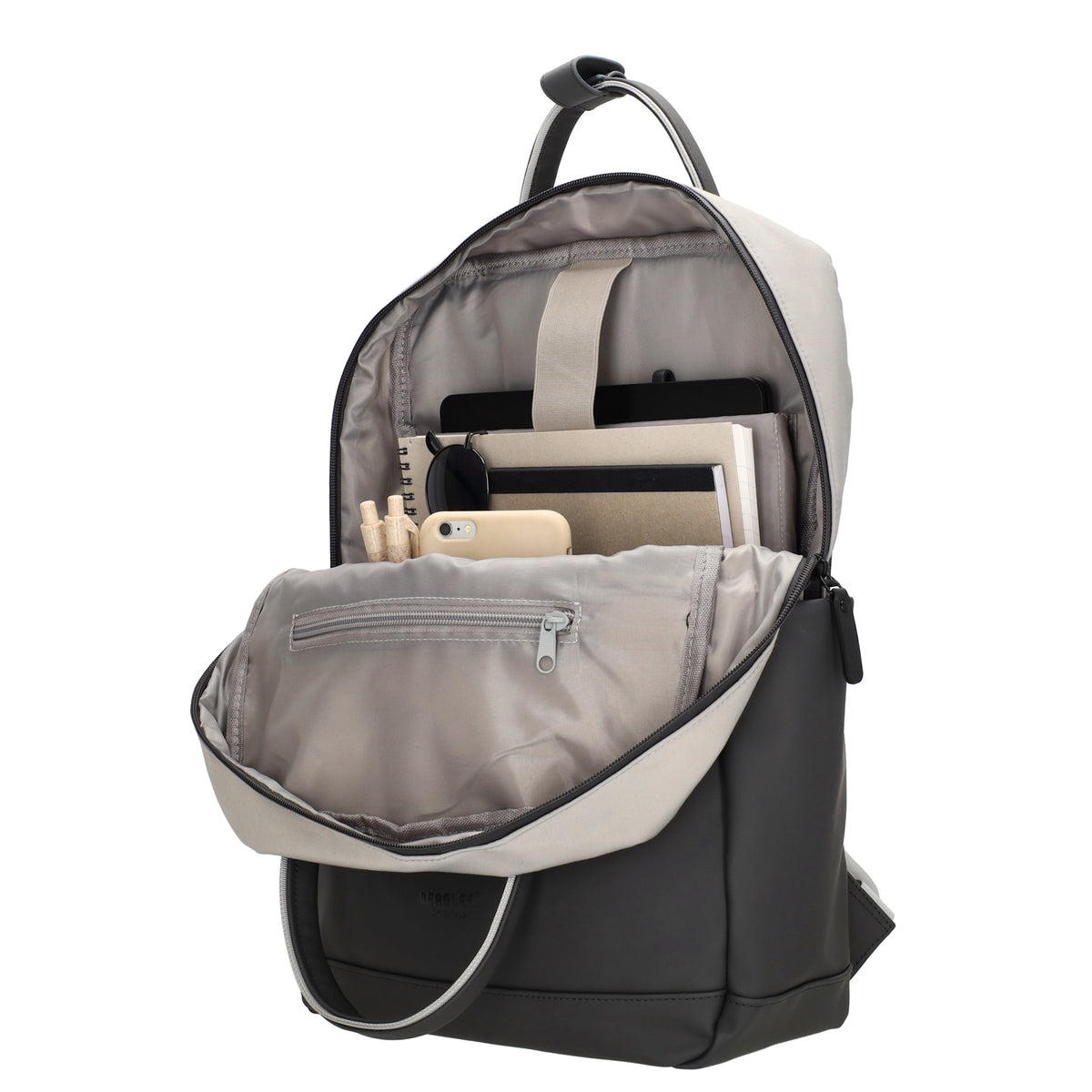 Business-|Schulrucksack 21 x 37cm in Grau mit Aufsteckfunktion Trolley - leder-accessoires.com