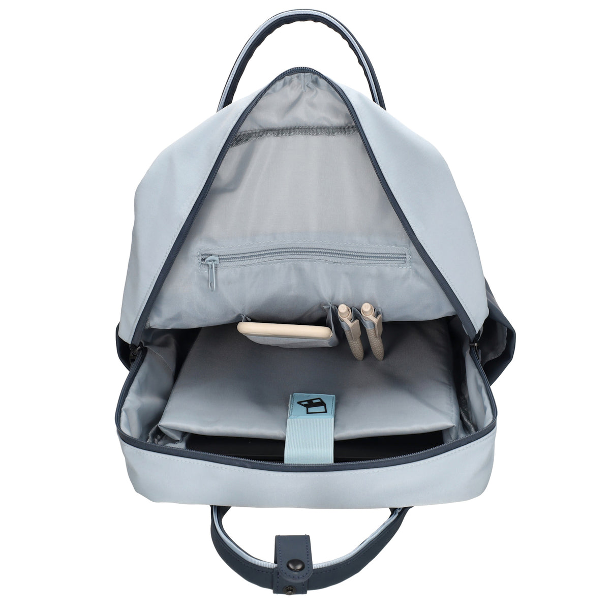 Business-|Schulrucksack 21 x 37cm in Blau mit Aufsteckfunktion Trolley - leder-accessoires.com