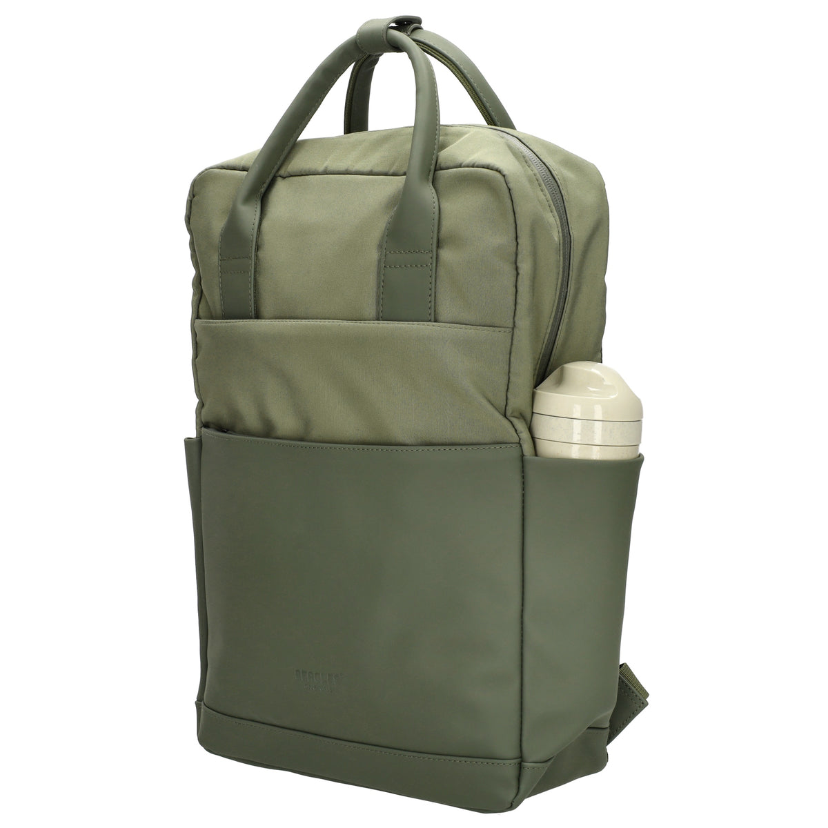 Business-|Schulrucksack 21 x 37cm in Olivgrün mit Aufsteckfunktion Trolley - leder-accessoires.com