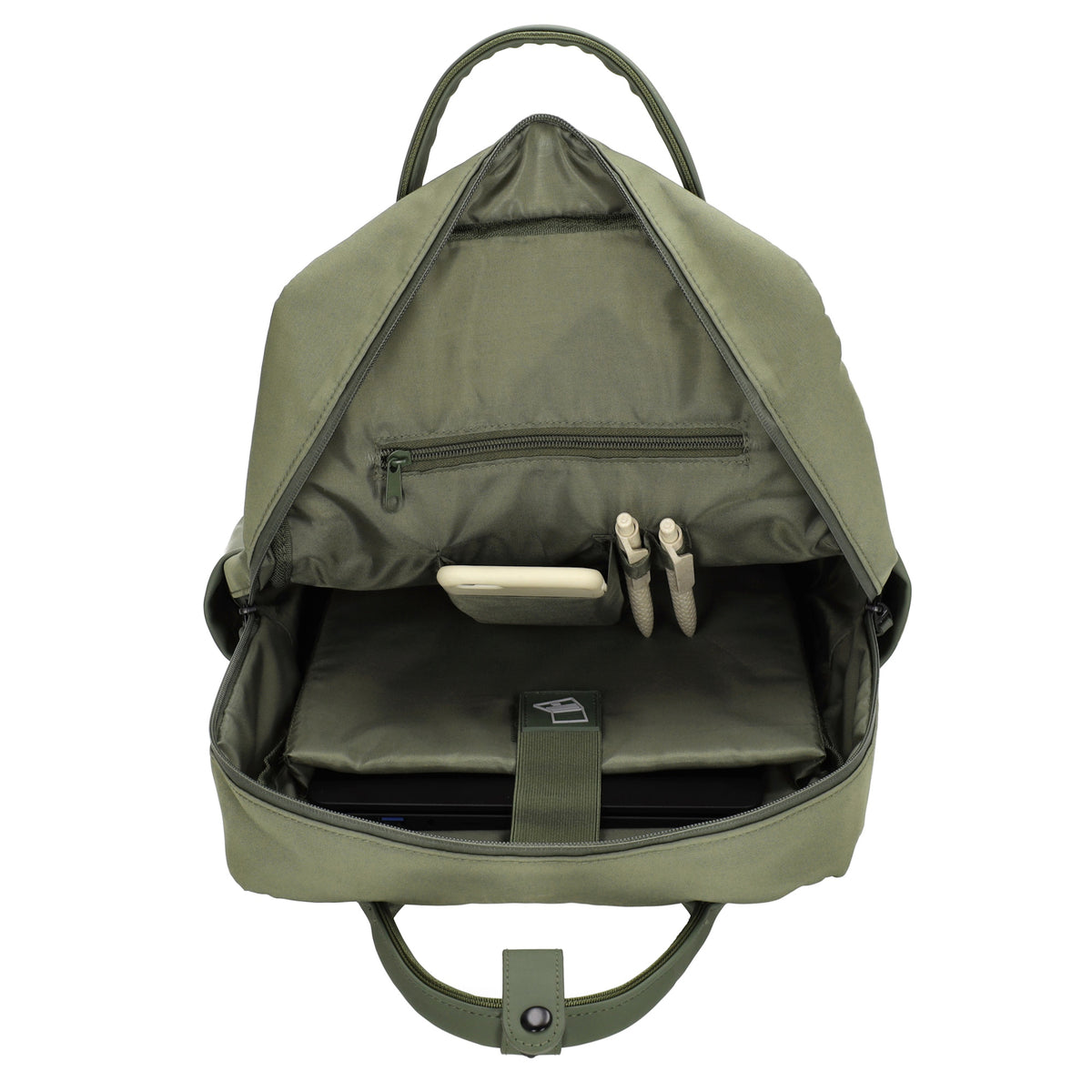 Business-|Schulrucksack 21 x 37cm in Olivgrün mit Aufsteckfunktion Trolley - leder-accessoires.com