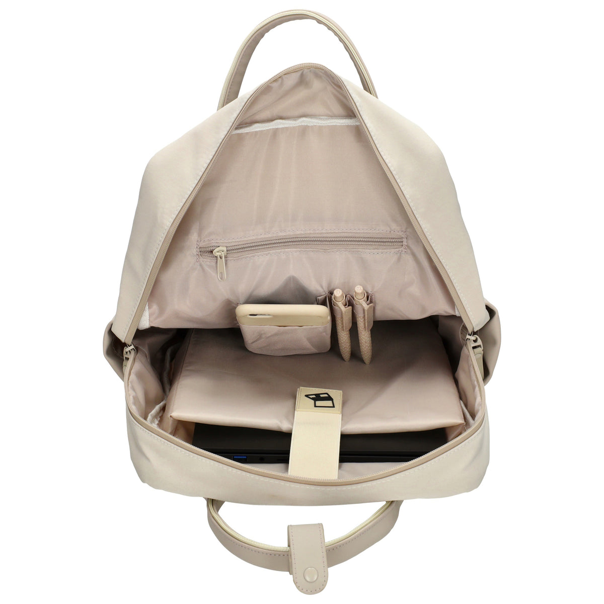 Business-|Schulrucksack 21 x 37cm in Creme mit Aufsteckfunktion Trolley - leder-accessoires.com