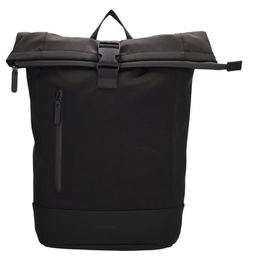 Rolltop-Rucksack 46x38cm in Schwarz mit Reißverschluss und Reißverschlussfach - leder-accessoires.com