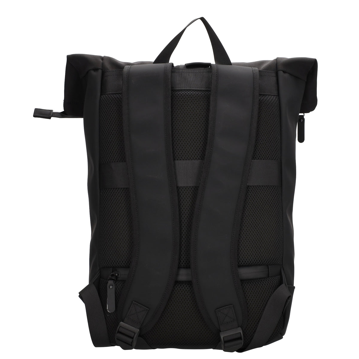 Rolltop-Rucksack 46x38cm in Schwarz mit Reißverschluss und Reißverschlussfach - leder-accessoires.com