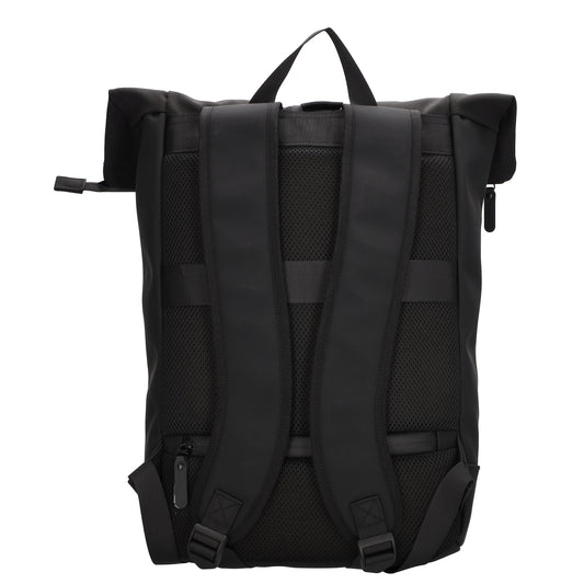 Rolltop-Rucksack 46x38cm in Schwarz mit Reißverschluss und Reißverschlussfach - leder-accessoires.com