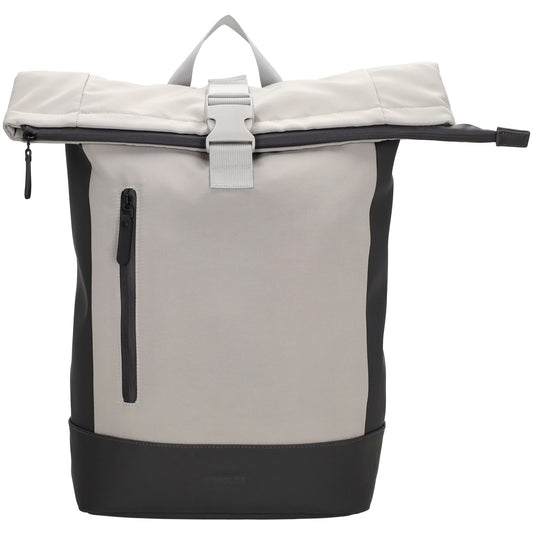 Rolltop-Rucksack 46x38cm in Grau mit Reißverschluss und Reißverschlussfach - leder-accessoires.com