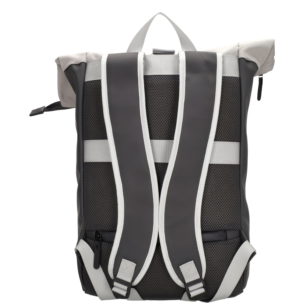 Rolltop-Rucksack 46x38cm in Grau mit Reißverschluss und Reißverschlussfach - leder-accessoires.com