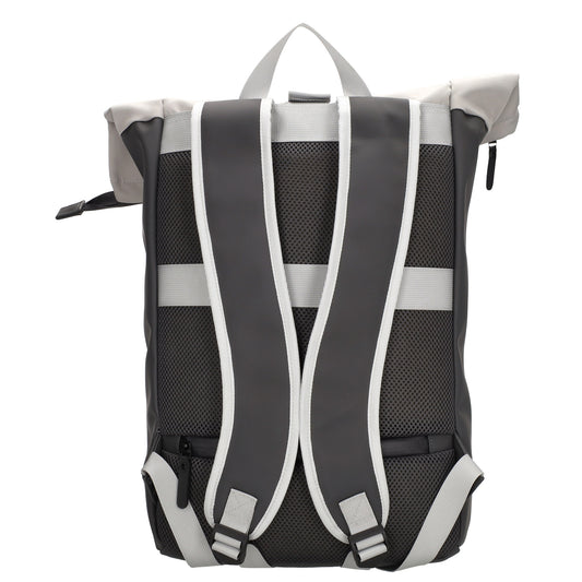 Rolltop-Rucksack 46x38cm in Grau mit Reißverschluss und Reißverschlussfach - leder-accessoires.com