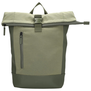 Rolltop-Rucksack 46x38cm in Olivgrün mit Reißverschluss und Reißverschlussfach - leder-accessoires.com