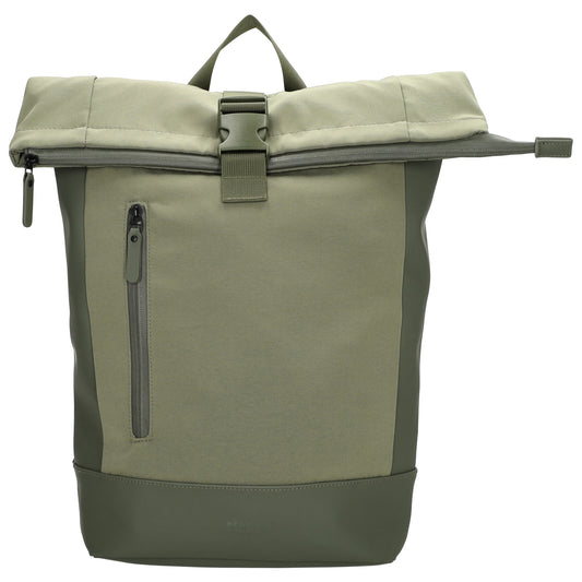 Rolltop-Rucksack 46x38cm in Olivgrün mit Reißverschluss und Reißverschlussfach - leder-accessoires.com