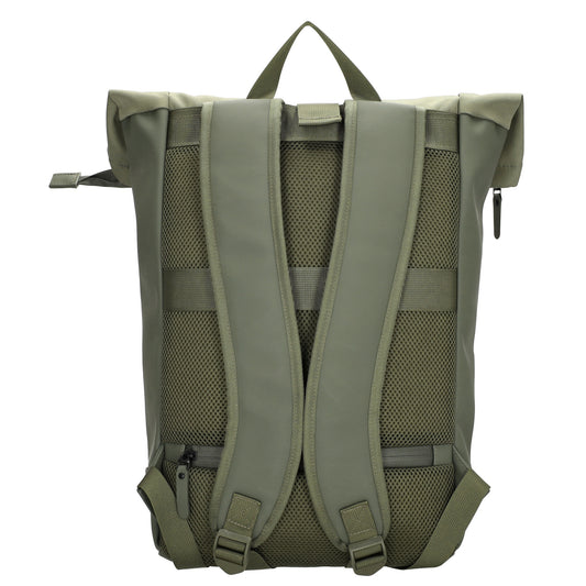 Rolltop-Rucksack 46x38cm in Olivgrün mit Reißverschluss und Reißverschlussfach - leder-accessoires.com