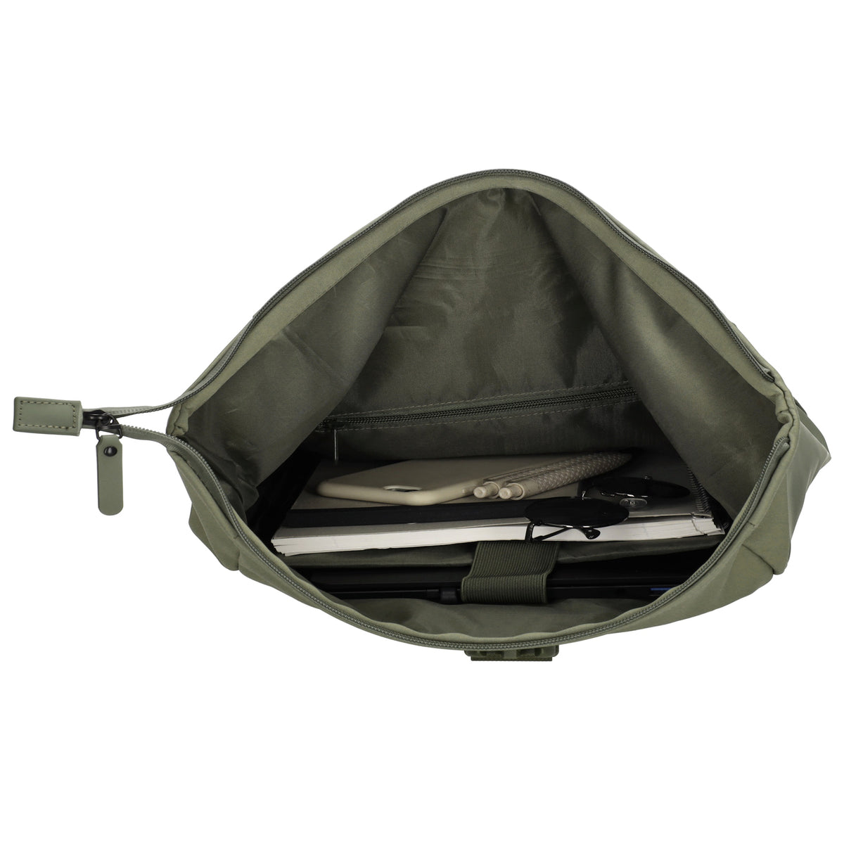 Rolltop-Rucksack 46x38cm in Olivgrün mit Reißverschluss und Reißverschlussfach - leder-accessoires.com