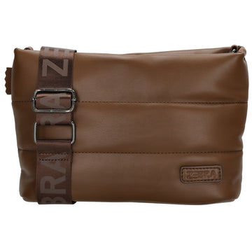 Umhängetasche gesteppt 24x16cm in Braun aus Kunstleder - leder-accessoires.com