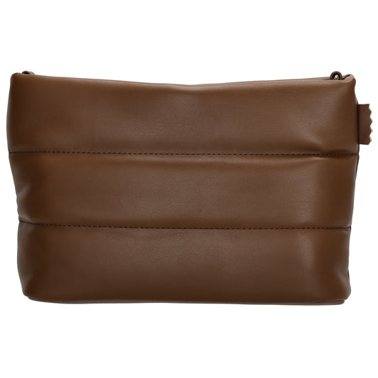 Umhängetasche gesteppt 24x16cm in Braun aus Kunstleder - leder-accessoires.com