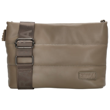 Umhängetasche gesteppt 24x16cm in Taupe aus Kunstleder - leder-accessoires.com