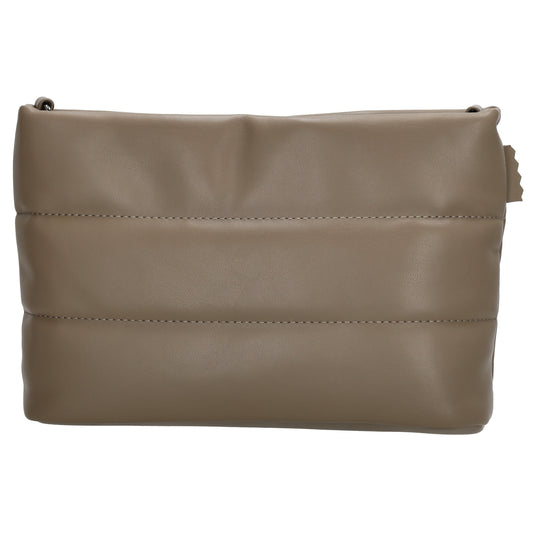 Umhängetasche gesteppt 24x16cm in Taupe aus Kunstleder - leder-accessoires.com