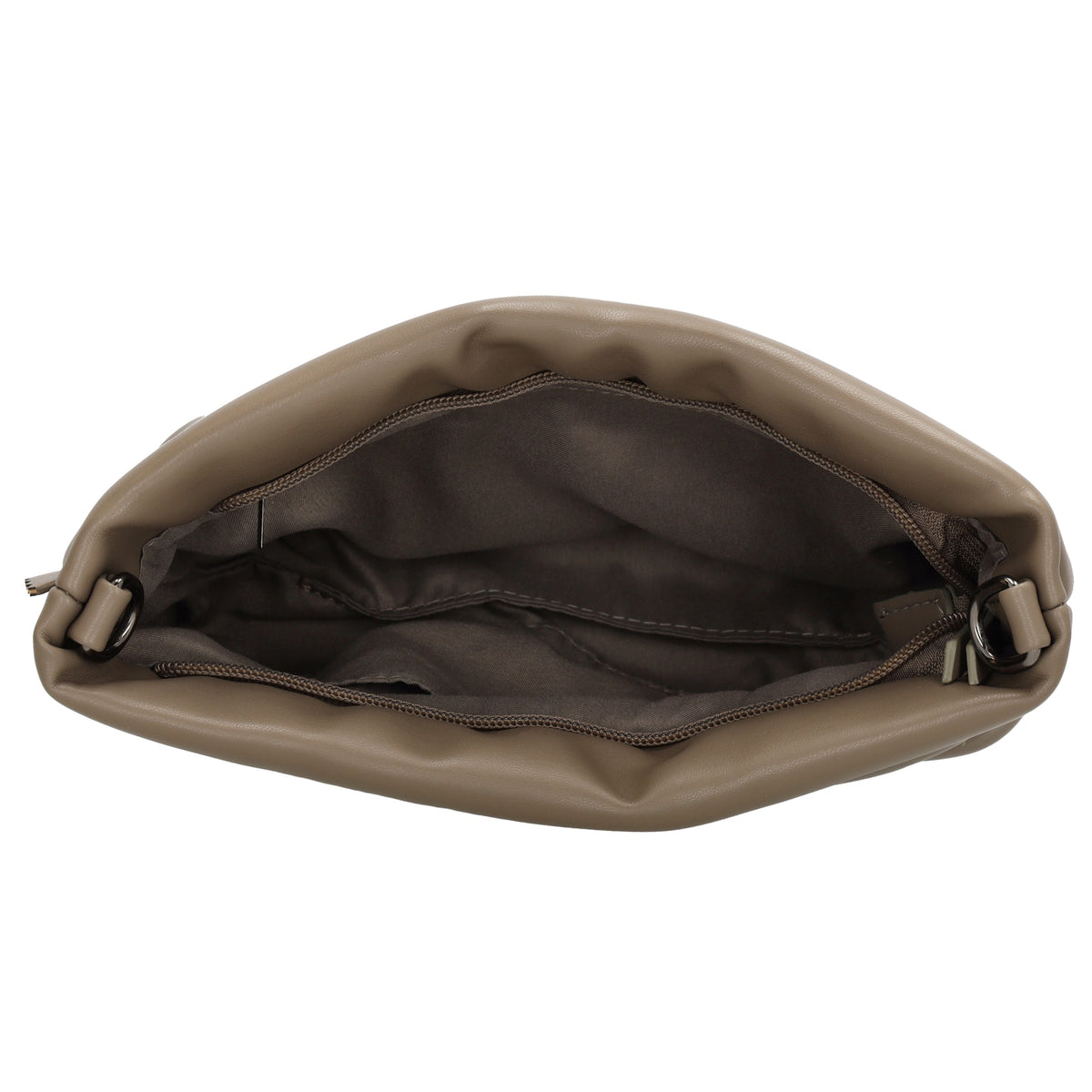 Umhängetasche gesteppt 24x16cm in Taupe aus Kunstleder - leder-accessoires.com