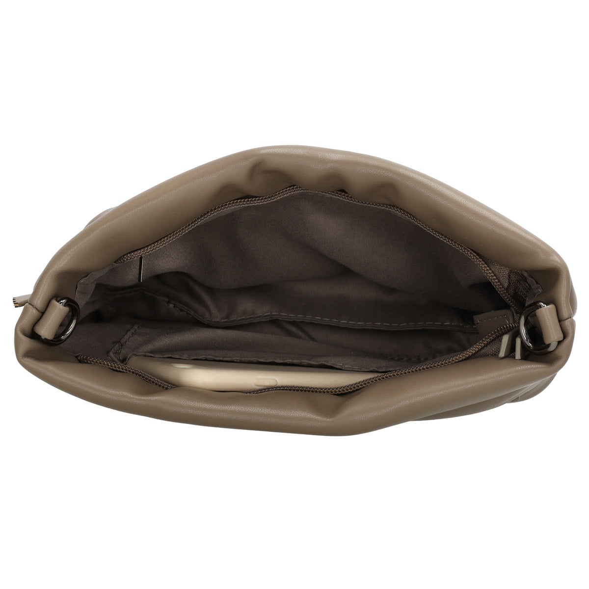 Umhängetasche gesteppt 24x16cm in Taupe aus Kunstleder - leder-accessoires.com