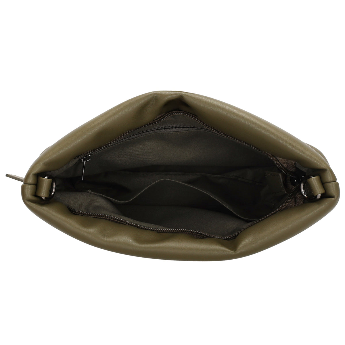 Umhängetasche gesteppt 24x16cm in Olivgrün aus Kunstleder - leder-accessoires.com