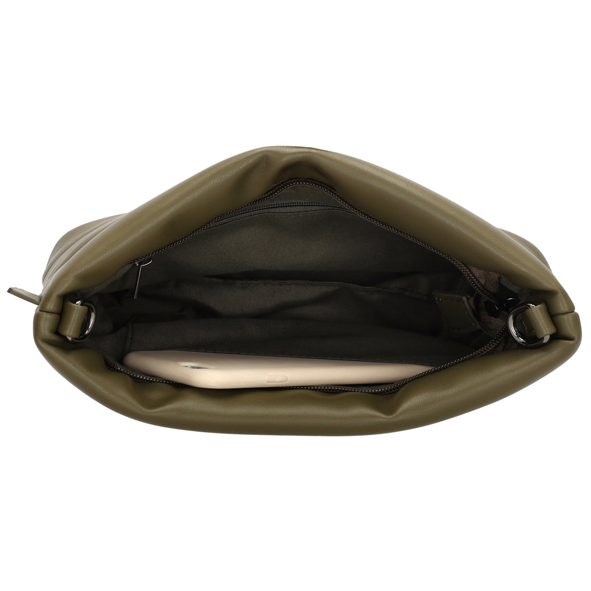 Umhängetasche gesteppt 24x16cm in Olivgrün aus Kunstleder - leder-accessoires.com