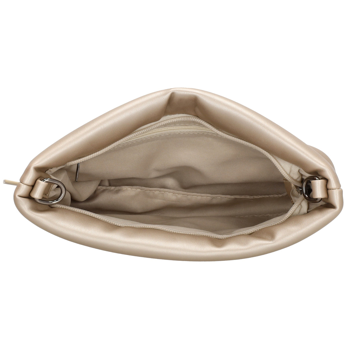 Umhängetasche gesteppt 24x16cm in Champagner aus Kunstleder - leder-accessoires.com