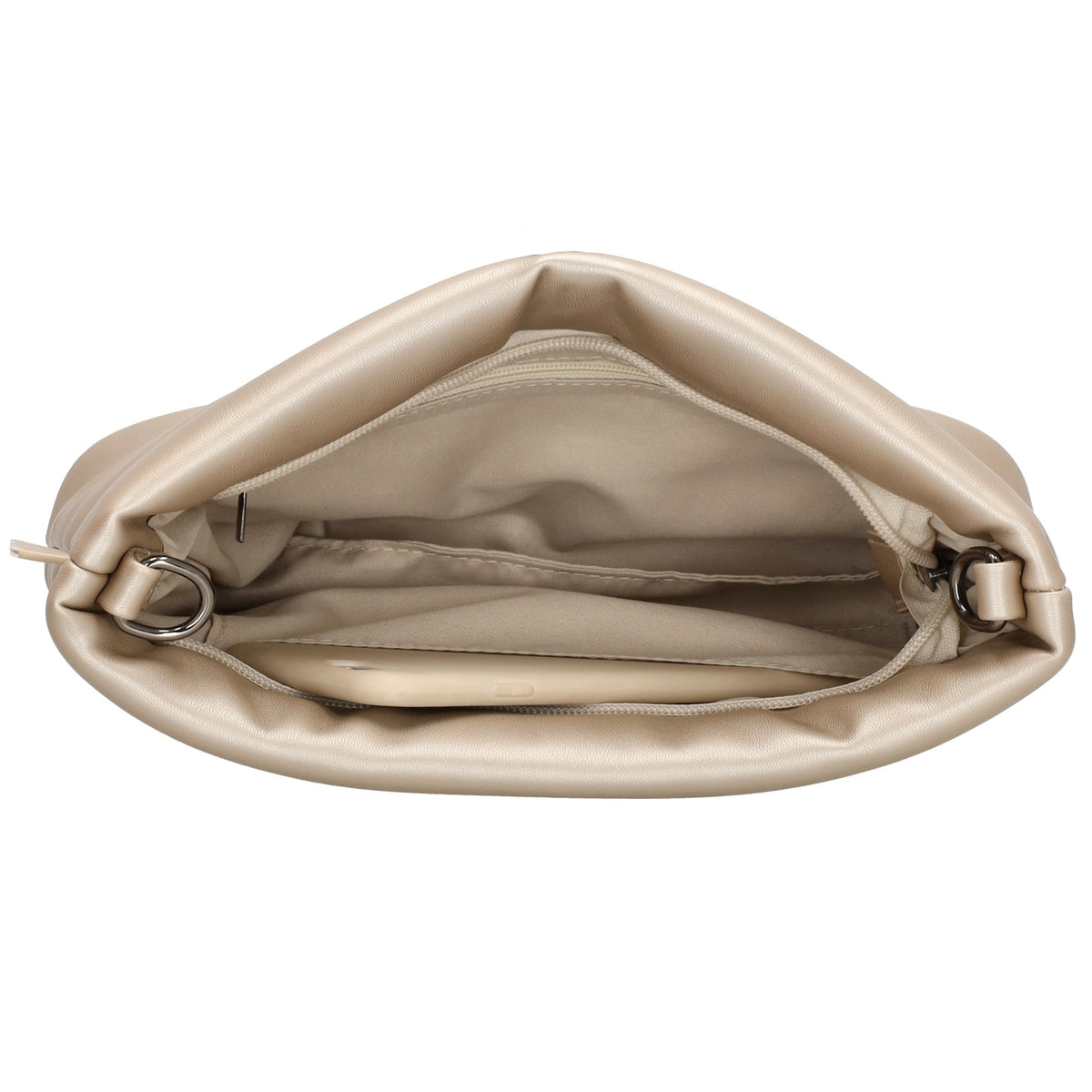 Umhängetasche gesteppt 24x16cm in Champagner aus Kunstleder - leder-accessoires.com