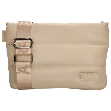 Umhängetasche gesteppt 24x16cm in Beige aus Kunstleder - leder-accessoires.com