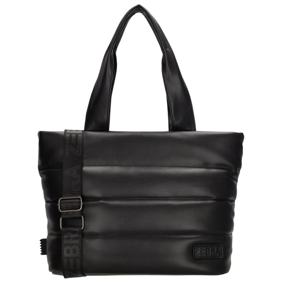 Shopper gesteppt 34x28cm in Schwarz aus Kunstleder - leder-accessoires.com