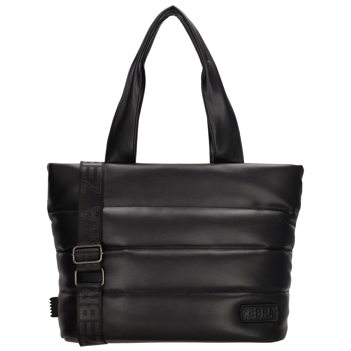 Shopper gesteppt 34x28cm in Schwarz aus Kunstleder - leder-accessoires.com