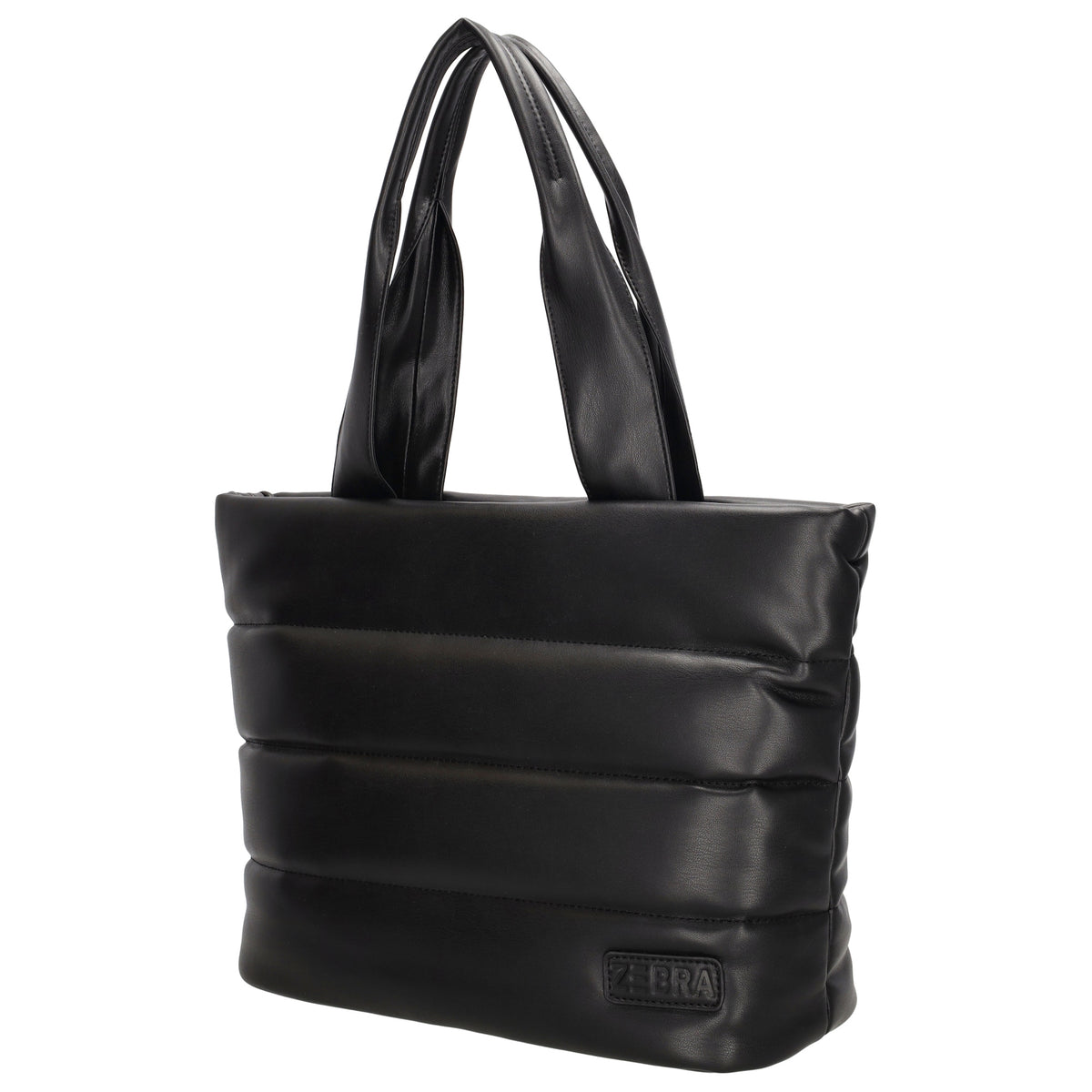 Shopper gesteppt 34x28cm in Schwarz aus Kunstleder - leder-accessoires.com