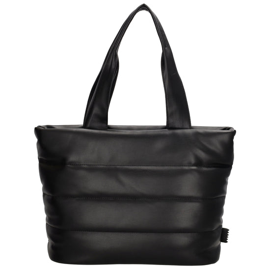 Shopper gesteppt 34x28cm in Schwarz aus Kunstleder - leder-accessoires.com
