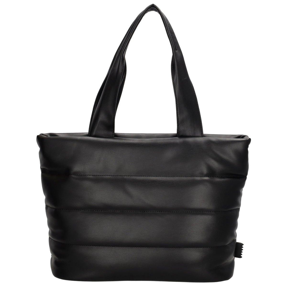 Shopper gesteppt 34x28cm in Schwarz aus Kunstleder - leder-accessoires.com