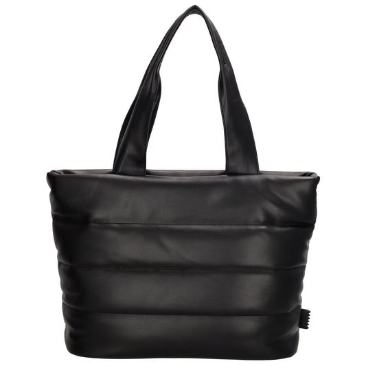 Shopper gesteppt 34x28cm in Schwarz aus Kunstleder - leder-accessoires.com