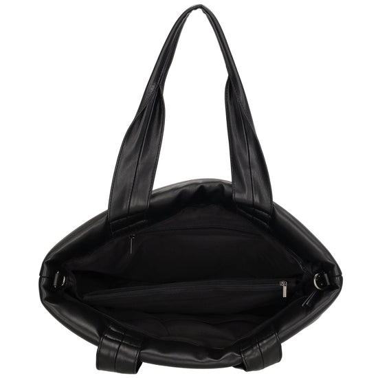 Shopper gesteppt 34x28cm in Schwarz aus Kunstleder - leder-accessoires.com