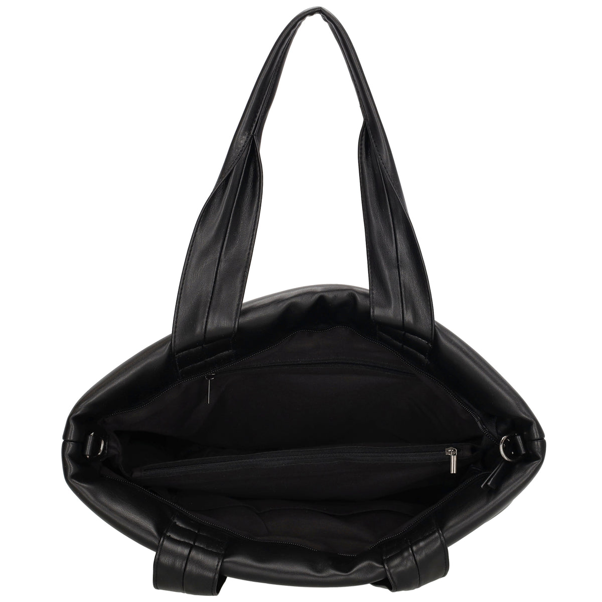 Shopper gesteppt 34x28cm in Schwarz aus Kunstleder - leder-accessoires.com