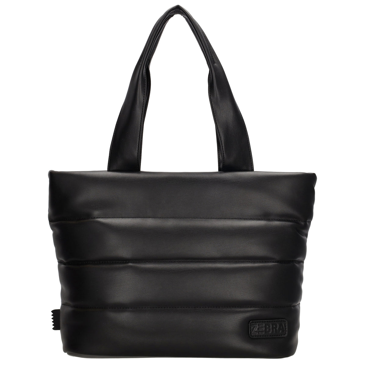 Shopper gesteppt 34x28cm in Schwarz aus Kunstleder - leder-accessoires.com