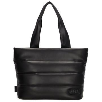 Shopper gesteppt 34x28cm in Schwarz aus Kunstleder - leder-accessoires.com