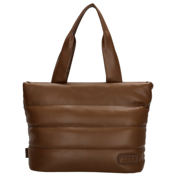 Shopper gesteppt 34x28cm in Braun aus Kunstleder - leder-accessoires.com