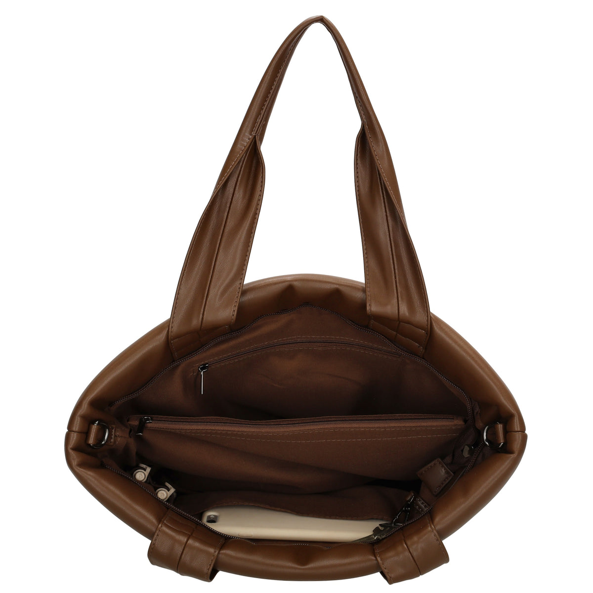 Shopper gesteppt 34x28cm in Braun aus Kunstleder - leder-accessoires.com